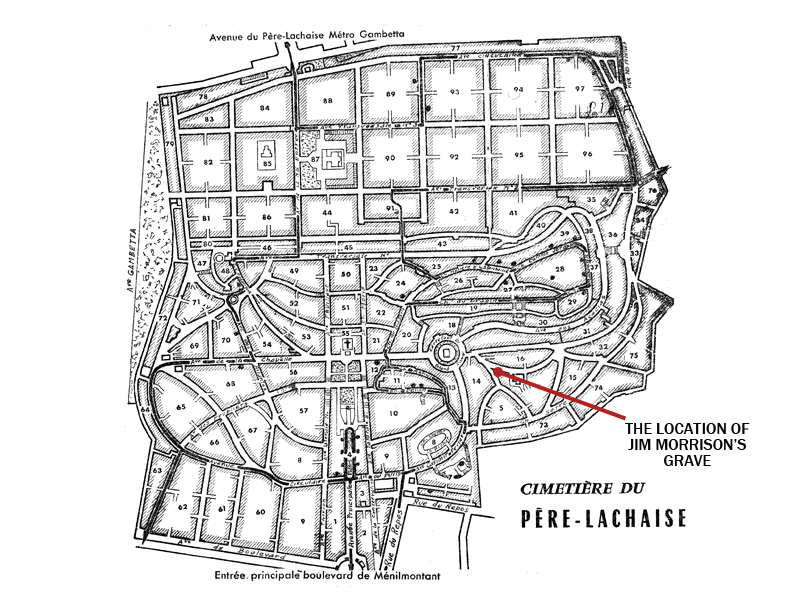 map jim morrison's grave